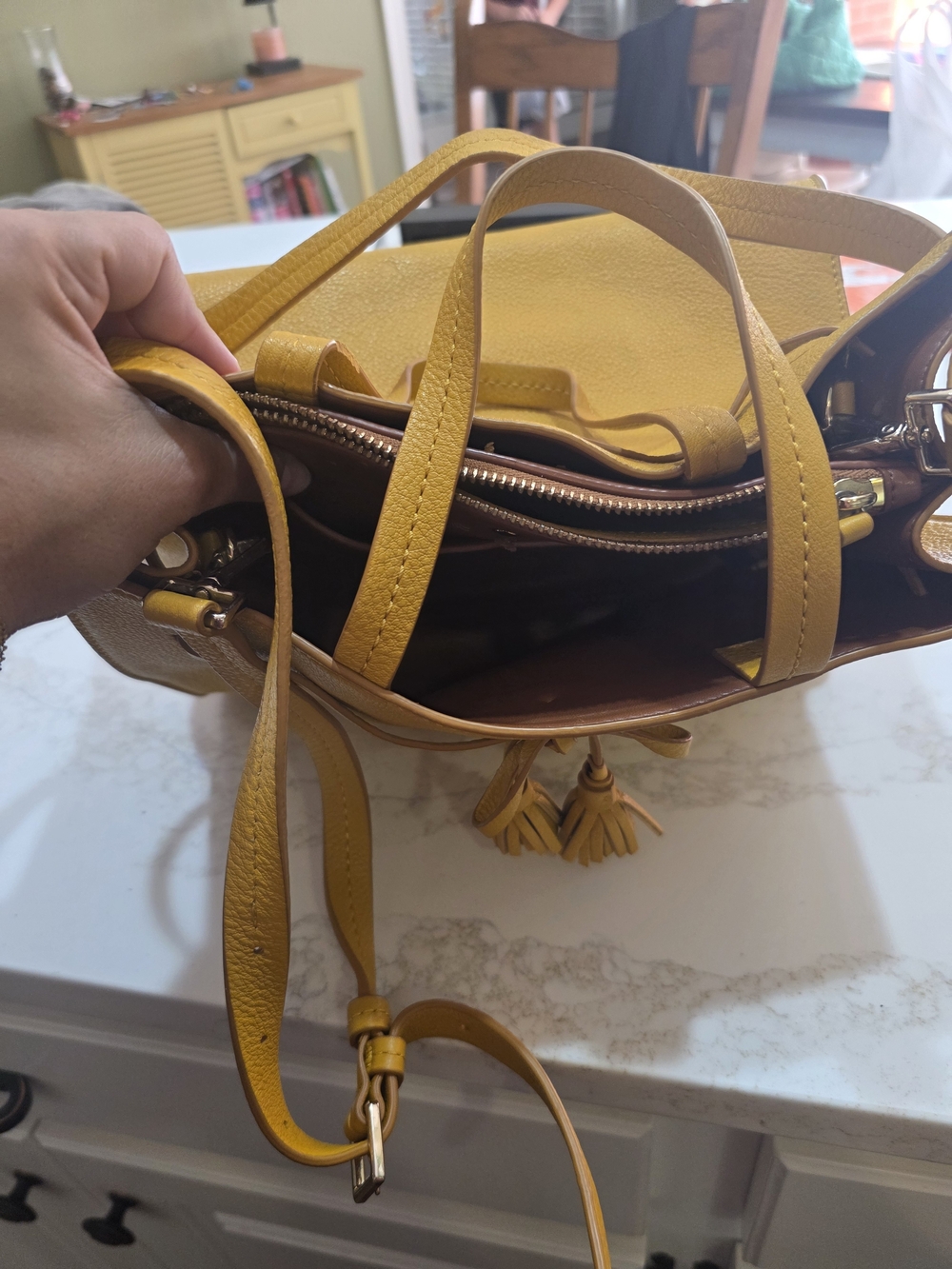 kate spade Yellow Leather Hobo with Tassel Accent